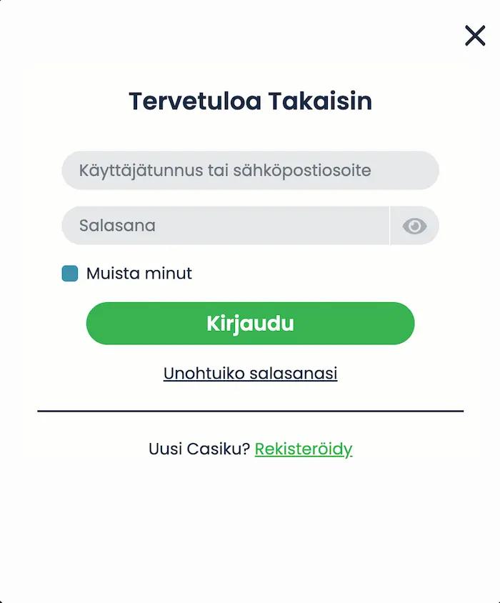 Casiku casino FI login